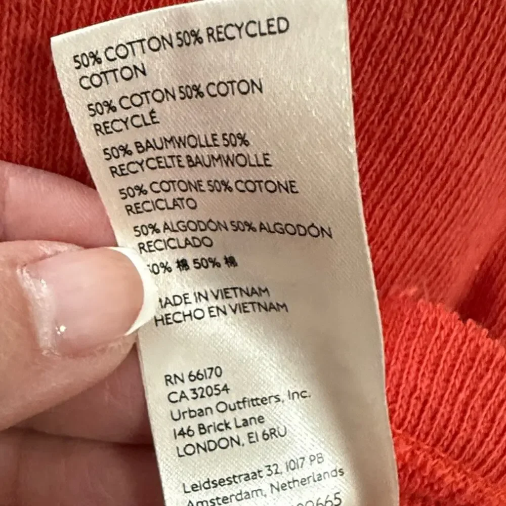 Free People We The Free Colby Tee Orange Slouchy Raw Hem Oversized Top Medium